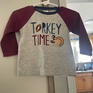 Baby Turkey  Shirt - burgundy and Gray